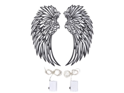 Adorno De Pared De Metal Con Forma De Ala, De Amplia Aplicación, 30 Cm, Con Luz, Doble Cara, Negro.