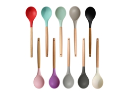 Utensilios De Cocina Cuchara Plana De Silicona Con Mango De Madera 1 Pieza Púrpura Yuysan