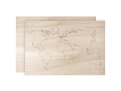 Mapamundi de madera para decorar 42 x 29,7 cm