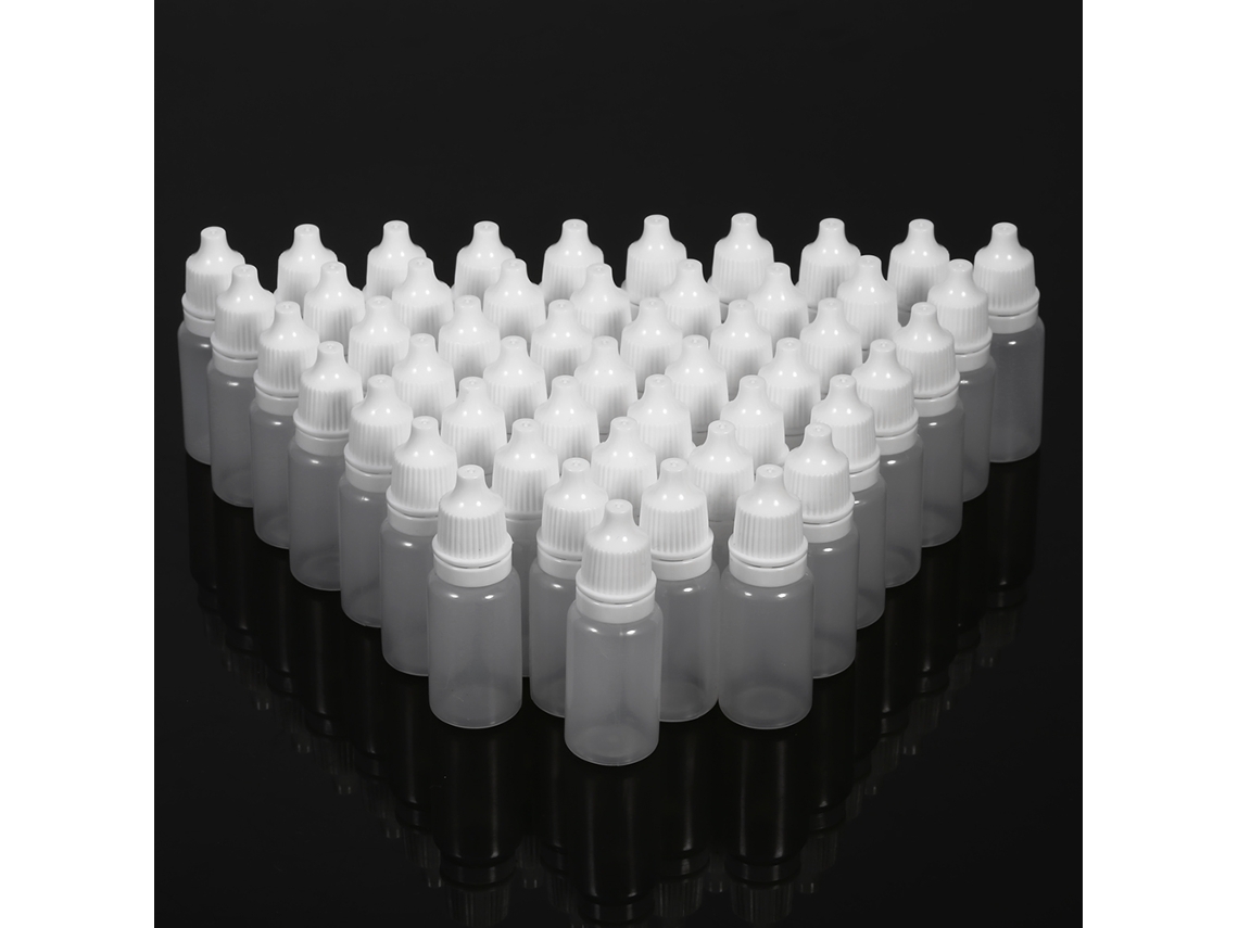 50 Frascos De Plástico Vacíos De 10 Ml, Flexibles Y Con Gotero Para Solución Oftálmica.