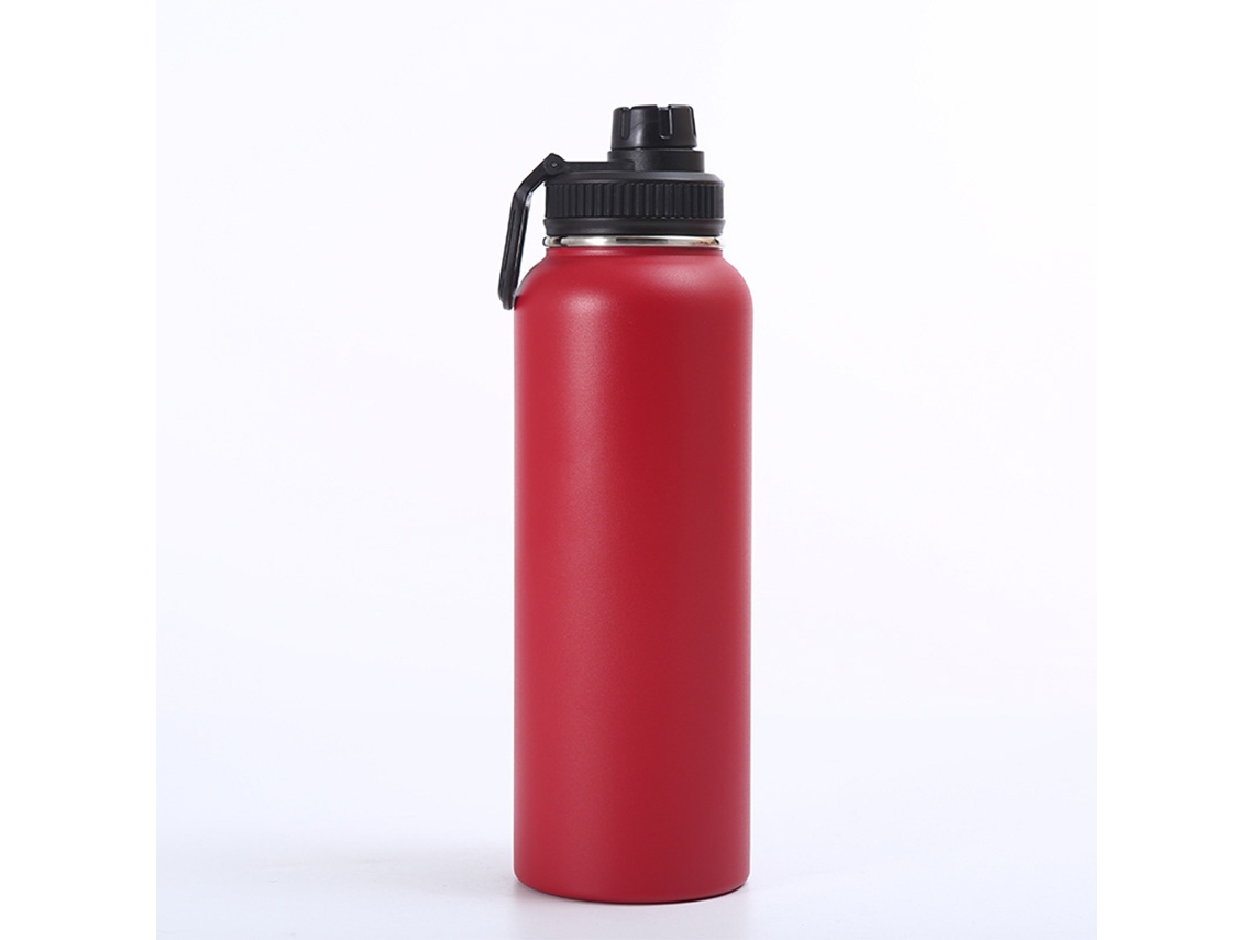 Termo de acero inoxidable (rojo) de 1000 ml, gran capacidad, diseño de doble capa, aislamiento térmico.