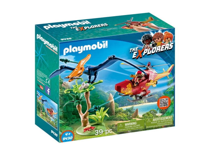 PLAYMOBIL Dinos: Helicóptero con Pterosaurio - 9430 (Edad Mínima: 4 - 39 Piezas)