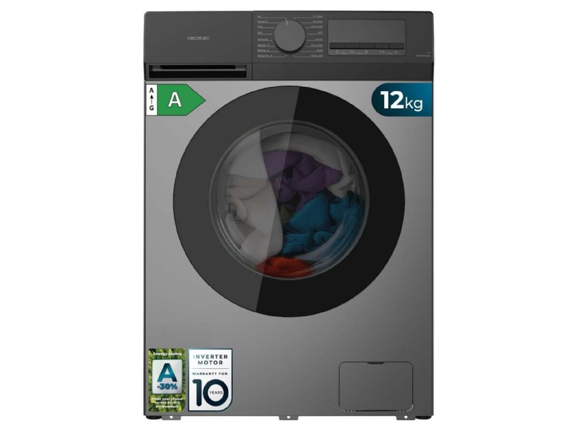 Cecotec Lavadora Carga Frontal 12kg Bolero Dresscode 12450 Inverter Steel, 1400 Rpm, 16 Programas, Clase A-20%