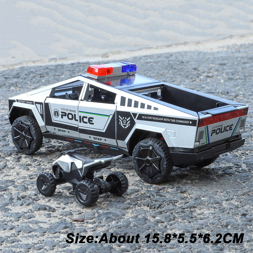(a3256 Plata) Modelo De Coche De Policía Santana A Escala 1:32 Con Funciones De Música Y Luz