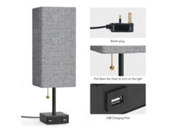 Lámpara De Mesilla Con 2 Puertos Usb Y Interruptor De Cremallera Para Dormitorio Y Sala De Estar.