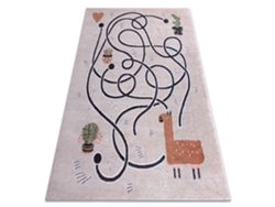 Alfombra Fun Game Para Niños, Juego, de Llama Beige (280 x 370 cm)