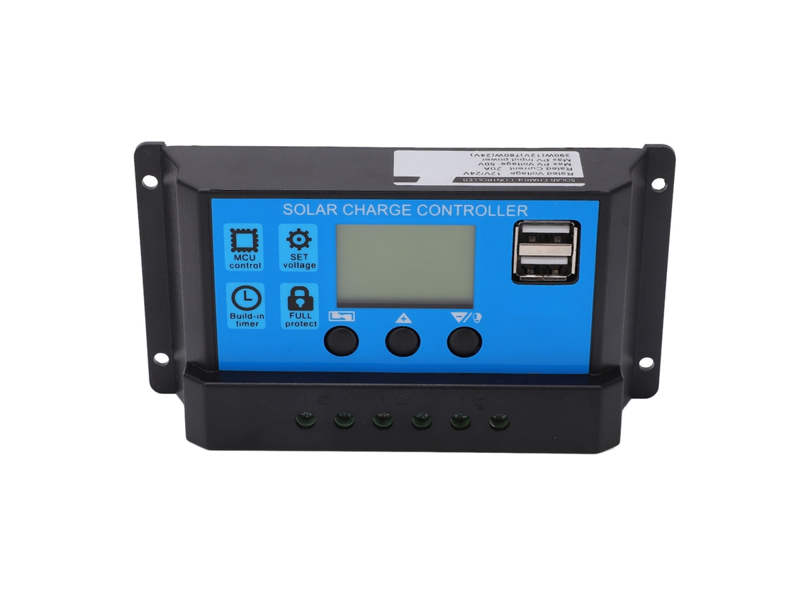 Controlador De Panel Solar Pwm Lcd 12v 24v 20a Carga Inteligente Para Alumbrado Público