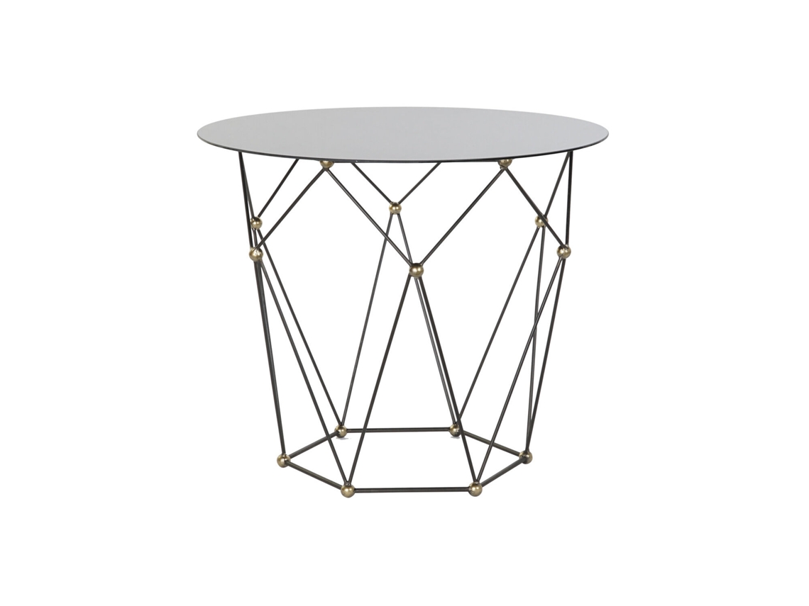 Mesita Auxiliar Metal Cristal Negro 70x70x60cm