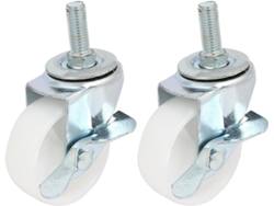 Rueda giratoria universal con freno y pasador roscado M12x30mm, 2,5 pulgadas de diámetro, 2 piezas CHABERLU
