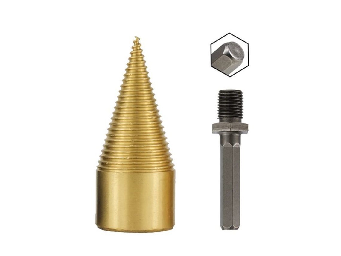 Broca para partir madera Linjou de acero al carbono con mango hexagonal de 42 mm, para uso en camping, hogar y granja.