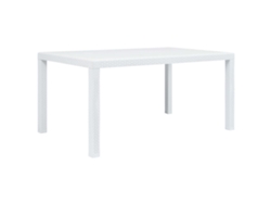 Mesa de jardín LOVELY HOME para cenar en plástico blanco con aspecto de mimbre (150 x 90 x 72 cm)