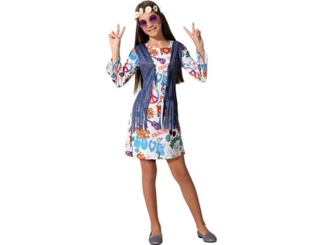 Disfraz de Niña ATOSA Vestido hippie con estampado de fantasía (Tam: 5-6 años)