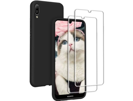 Carcasa + Protector Huawei Y6 2019 2* HONGWE. Negro