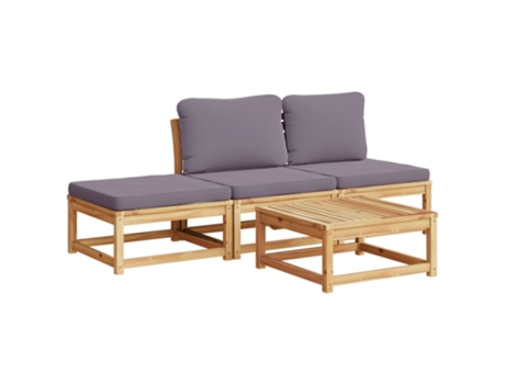 Conjunto 4 de muebles de jardín VIDAXL y cojines madera maciza acacia