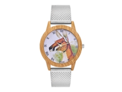 Reloj Zhoulianfa Para Mujer Con Estampado De Imitación Madera, Esfera Redonda Y Correa De Malla.