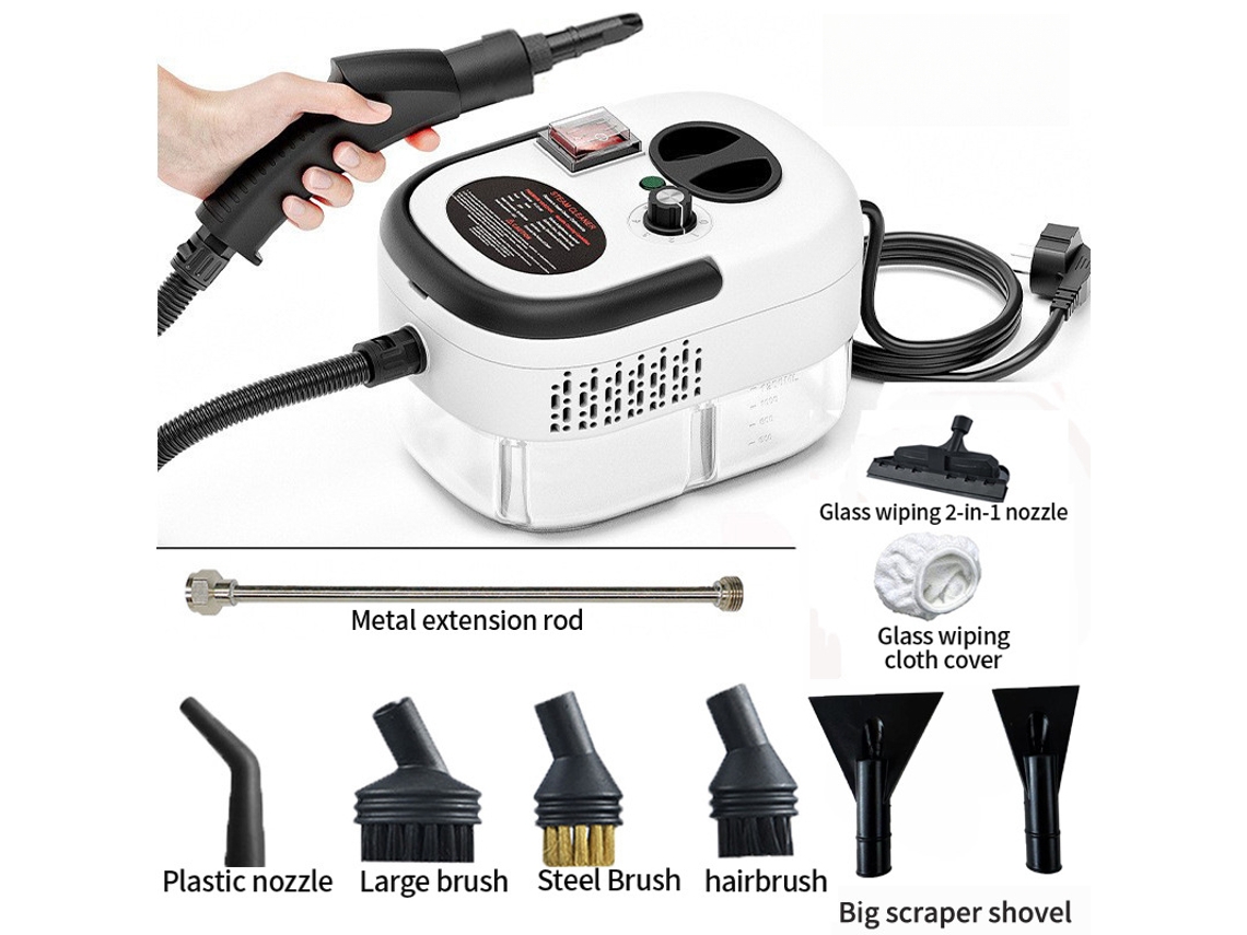 Limpiador a vapor de alta temperatura y alta presión con 6 velocidades, ideal para la limpieza de cocinas y coches (blanco)