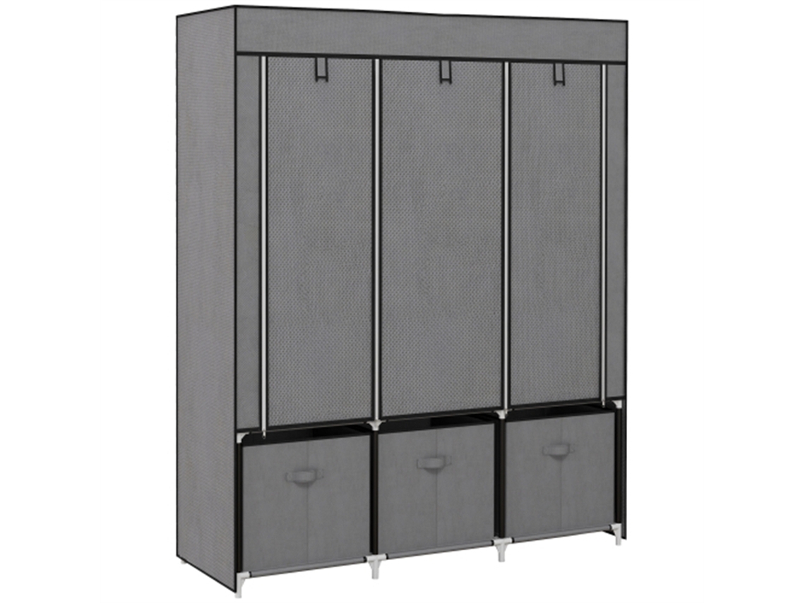 Armario Plegable De Tela, Armario Plegable Con Cremallera, Tejido No Tejido, Dimensiones: 125x43x162,5 Cm
