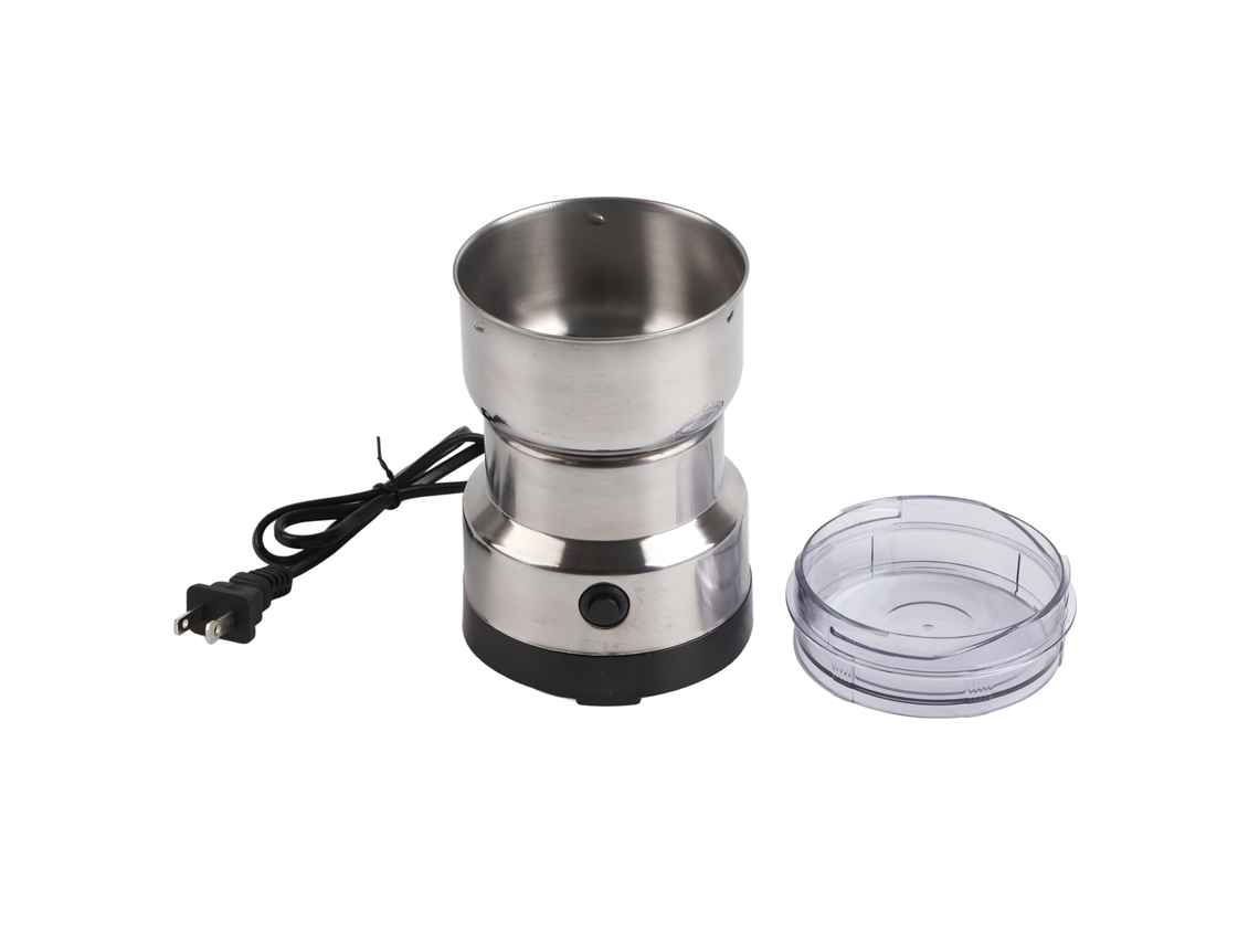Mini molinillo eléctrico de acero inoxidable con 4 cuchillas para granos y especias, portátil, sin marca.