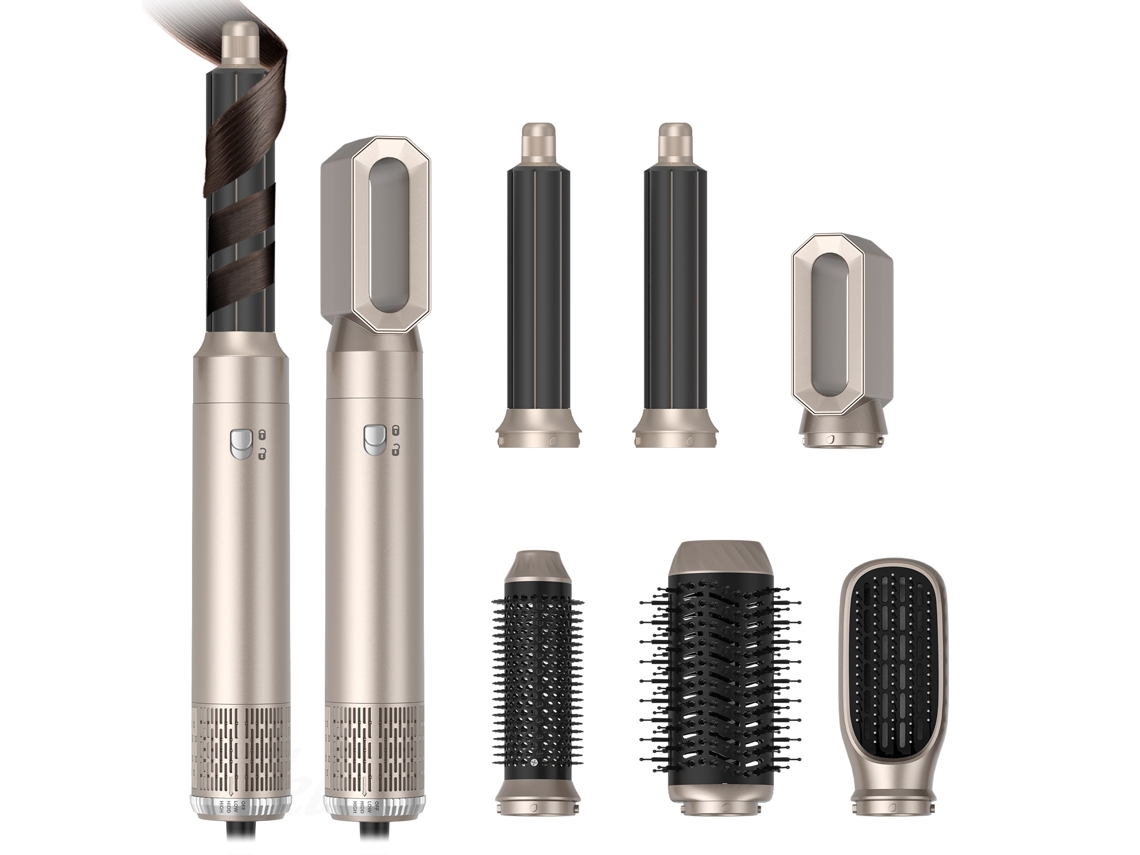 Peine calefactor automático, secador de pelo multifuncional 5 en 1, rizador y plancha MDUG (plateado)