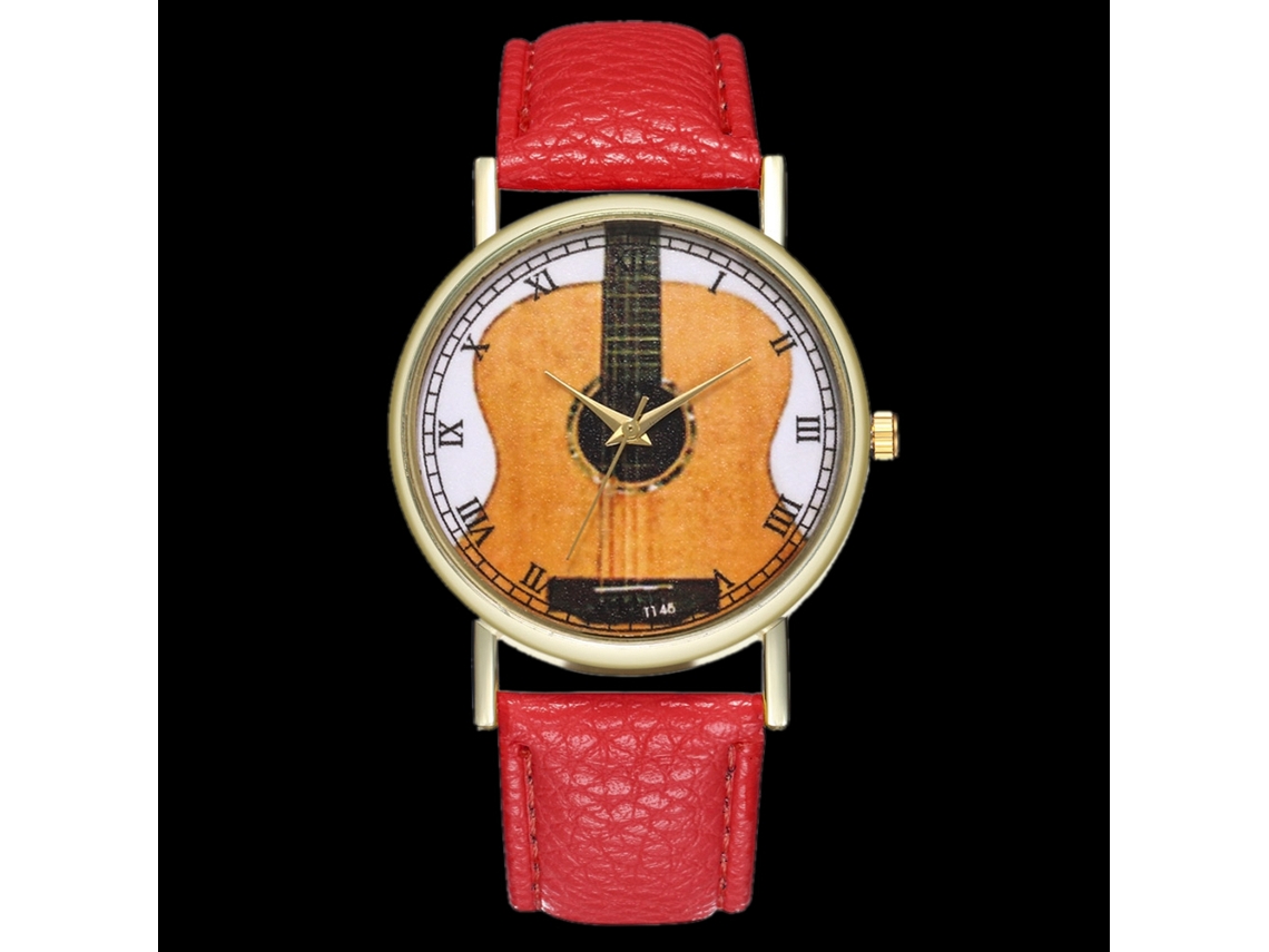 Reloj De Pulsera Analógico Con Bisel Redondo Y Movimiento De Cuarzo - Moderno (rojo)