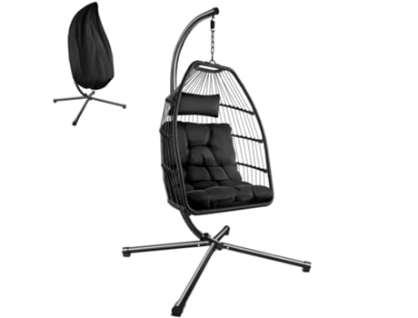 Silla colgante Ariane con estructura y cojín 160kg TECTAKE 107x98x202 cm