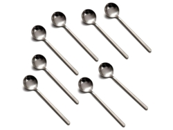 2026-41575-8 Cucharas Café Acero Inoxidable 13.5cm Mango Mate Para Espresso Postre Helado Azúcar Taza Plata