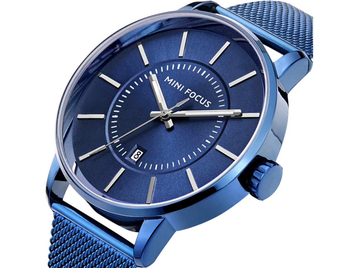 Reloj De Cuarzo Casual Simple Para Hombres Con Correa De Plantilla Resistente Al Agua (azul)