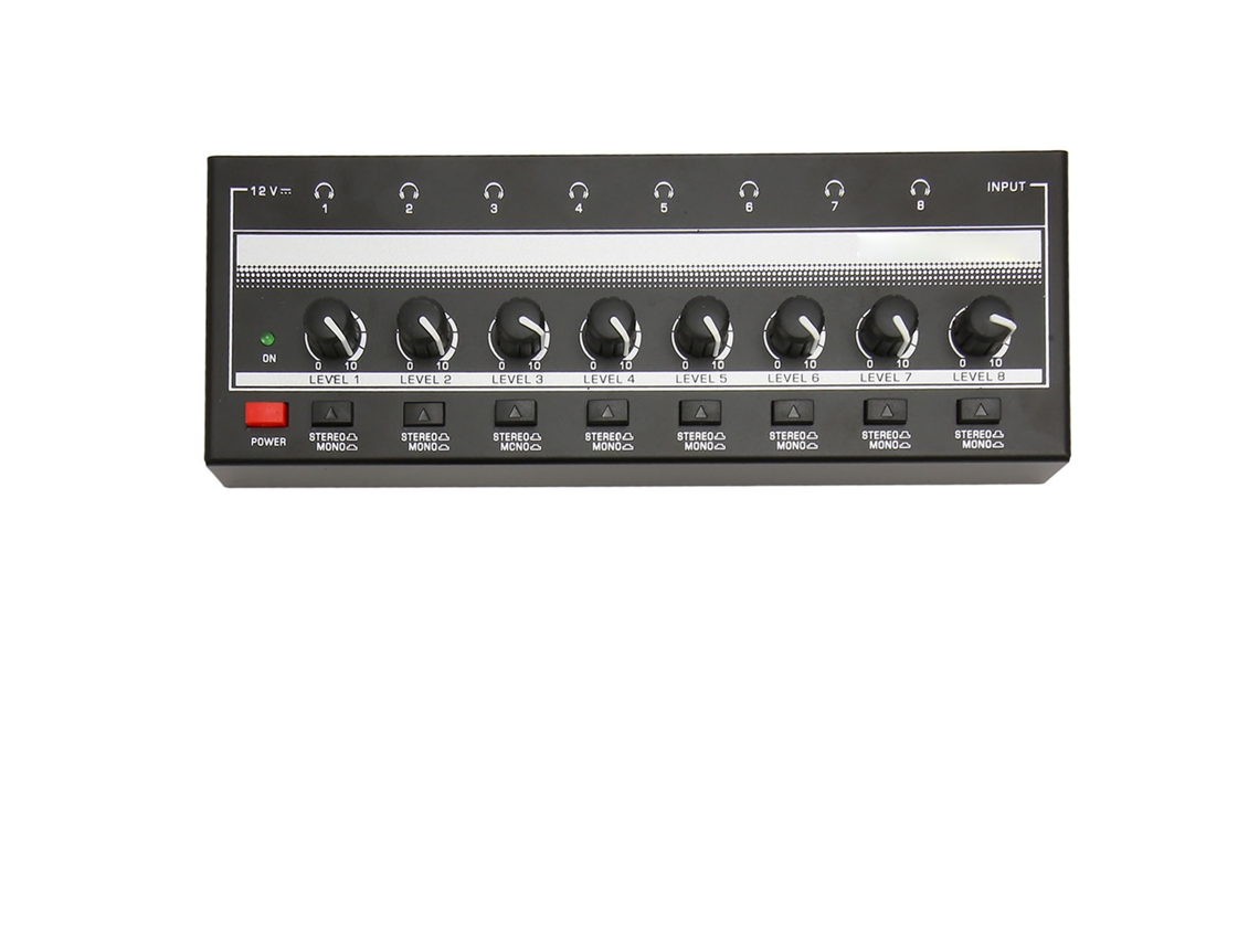 Amplificador De Auriculares Estéreo Compacto De 8 Canales De Metal Con Control Independiente Para Estudio Y Escenario.