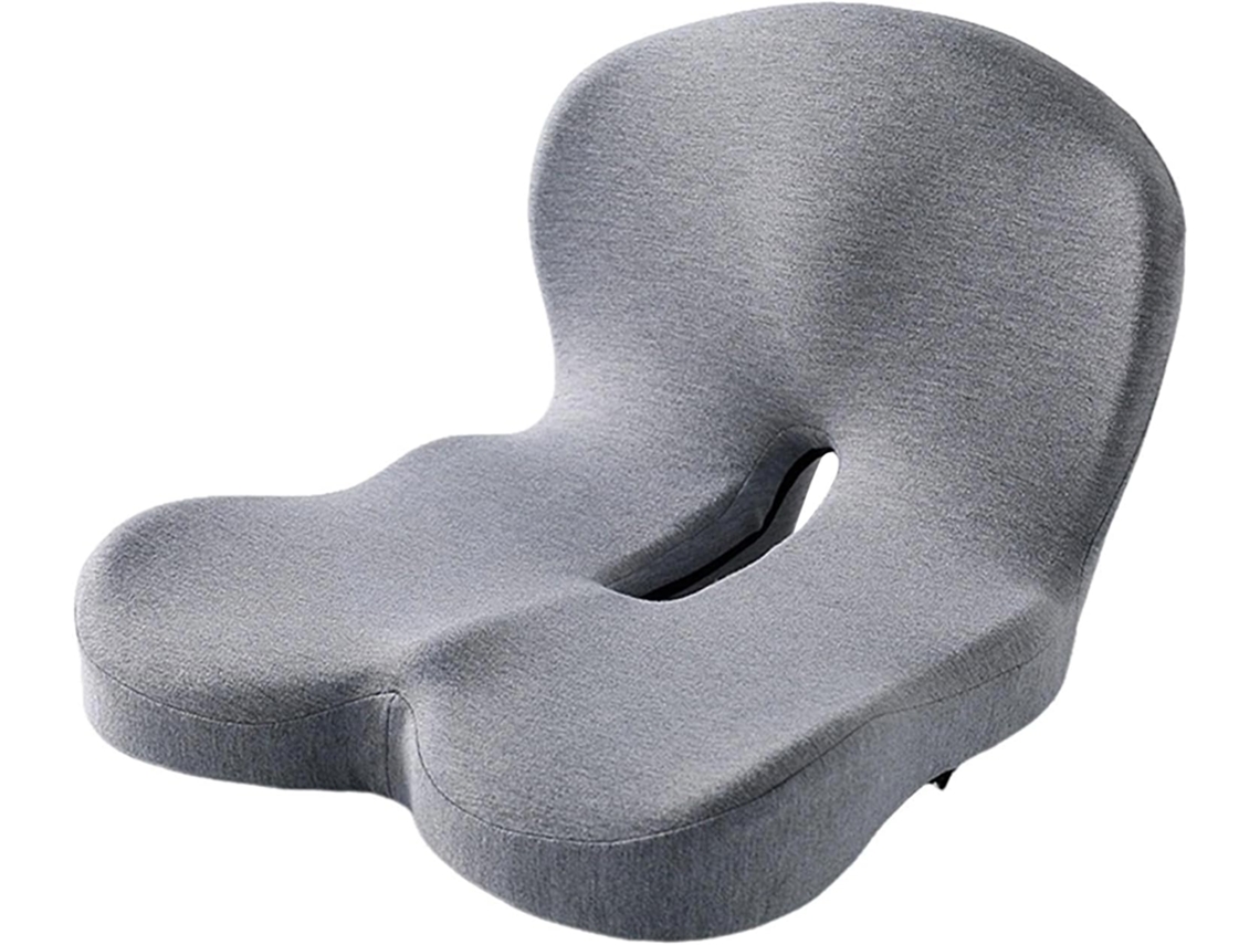 Cojín Para Silla De Espuma Viscoelástica 2 En 1 Almohada De Soporte Lumbar Gris Claro Gertiz