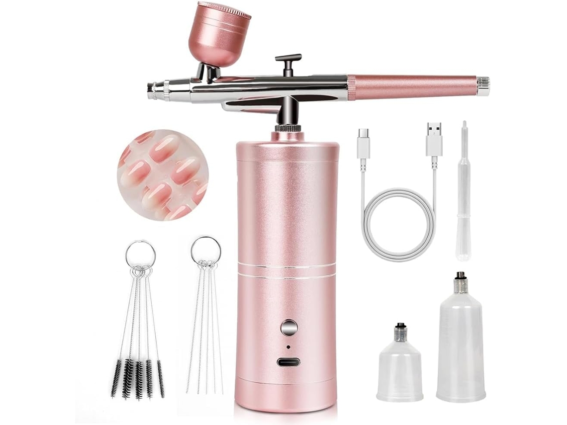 Kit De Aerógrafo Ultraestable: Precisión De 25 Psi Para Uñas, Máquina Recargable De Doble Modo.