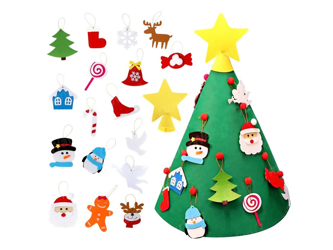 Árbol De Navidad 3d De Fieltro Para Armar Con Adornos Colgantes - Regalo De Navidad Para Niños - Decoración Navideña
