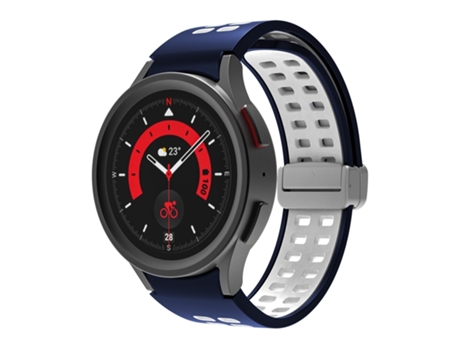 Correa de reloj inteligente para Samsung Galaxy Watch5 Correa de reloj de silicona con hebilla plegable de doble orificio (azul blanco)