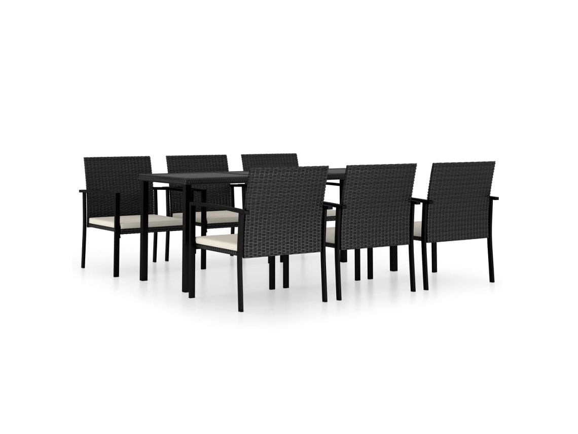 Maison Exclusive - 7 Pcs Conjunto De Jantar Para Jardim Vime Pe Preto