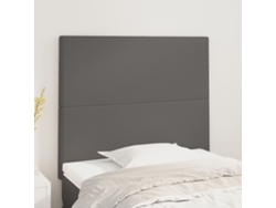 Cabeceros 2 Unidades De Cuero Sintético Gris 100x5x78/88 Cm