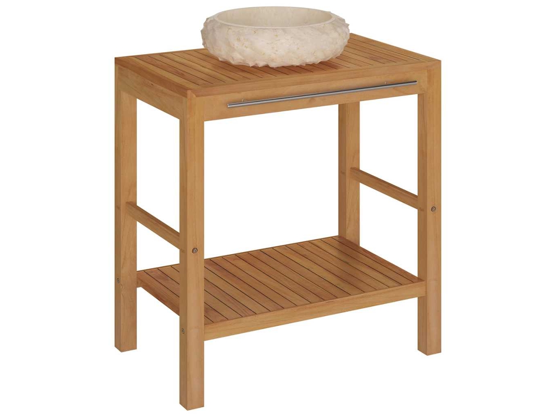 Maison Exclusive - Mueble Tocador Madera Teca Maciza Con Lavabo De Mármol Crema