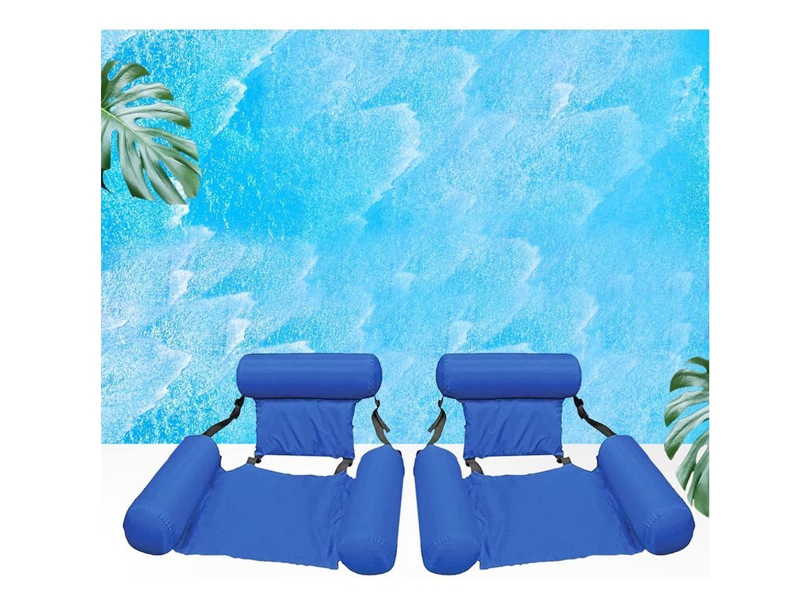 Hamaca Flotante Para Piscina Inflable, Portátil, Plegable, Colchón De Agua, 2 Unidades, Azul