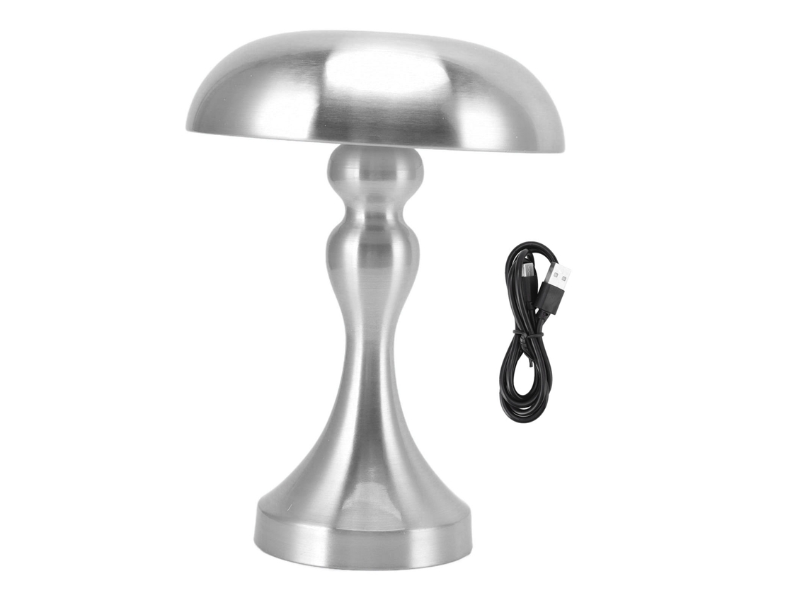 2026-lámpara De Mesa Recargable Forma De Champiñón 3 Velocidades Regulable Por Toque Luz Nocturna Led Plata Para Hogar