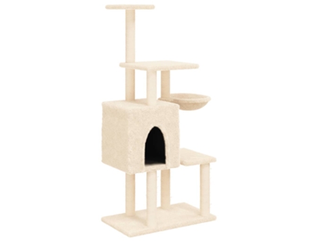 Rascador para gatos con postes de sisal crema VIDAXL (131 cm)