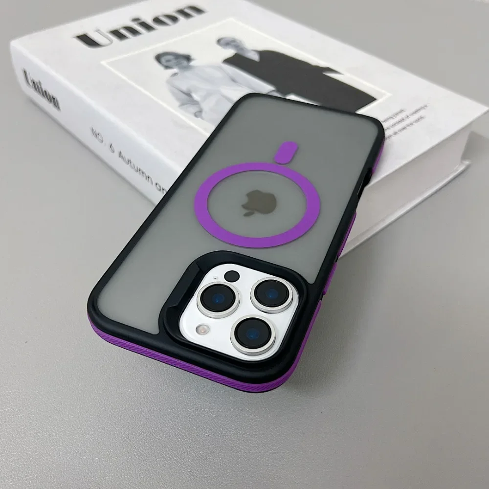 (iphone 14 Plus, Morado) Funda Mate Translúcida A Prueba De Golpes Para Iphone, Compatible Con Carga Inalámbrica Magsafe.