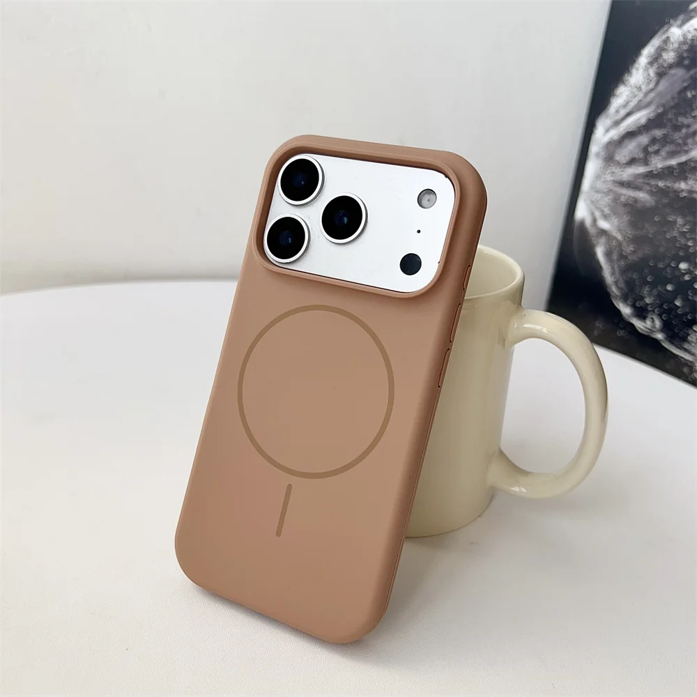 (iphone 12 Pro Max, Dorado) Funda Protectora Magnética De Silicona Líquida, Compatible Con Carga Inalámbrica Magsafe