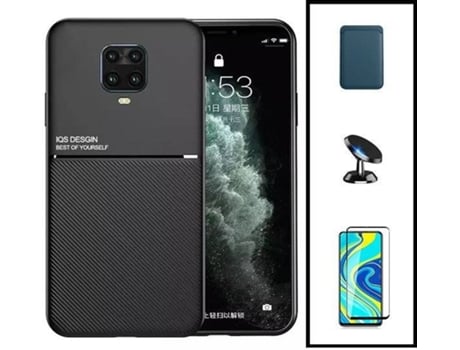 Kit Funda Magnetic Lux, Magnetic Wallet Azul, 5D Full Cover y Soporte Magnético de Coche Xiaomi Redmi Note 10 Lite PHONECARE Negro