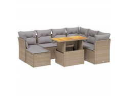 Conjunto 8 de sofás de jardín con cojines beige VIDAXL ratán PE