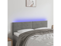 Cabecero con luces LED, terciopelo, 144x5x78/88 cm, gris claro