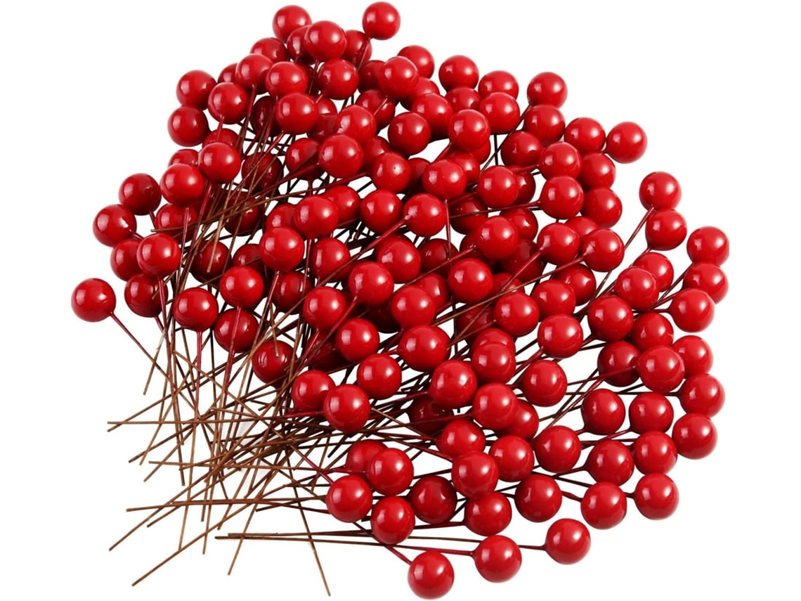 Ramos Artificiales De Bayas Rojas Navideñas, Bayas Rojas/acebo, 150 Bayas De Acebo Artificiales