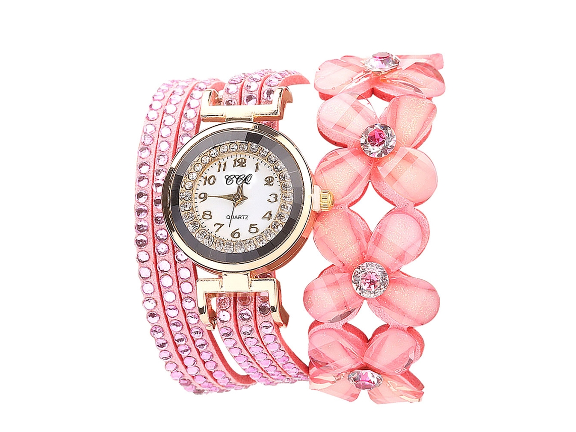 Reloj De Pulsera Para Mujer Con Correa De Piel Sintética Rosa, Diseño Elegante E Informal.