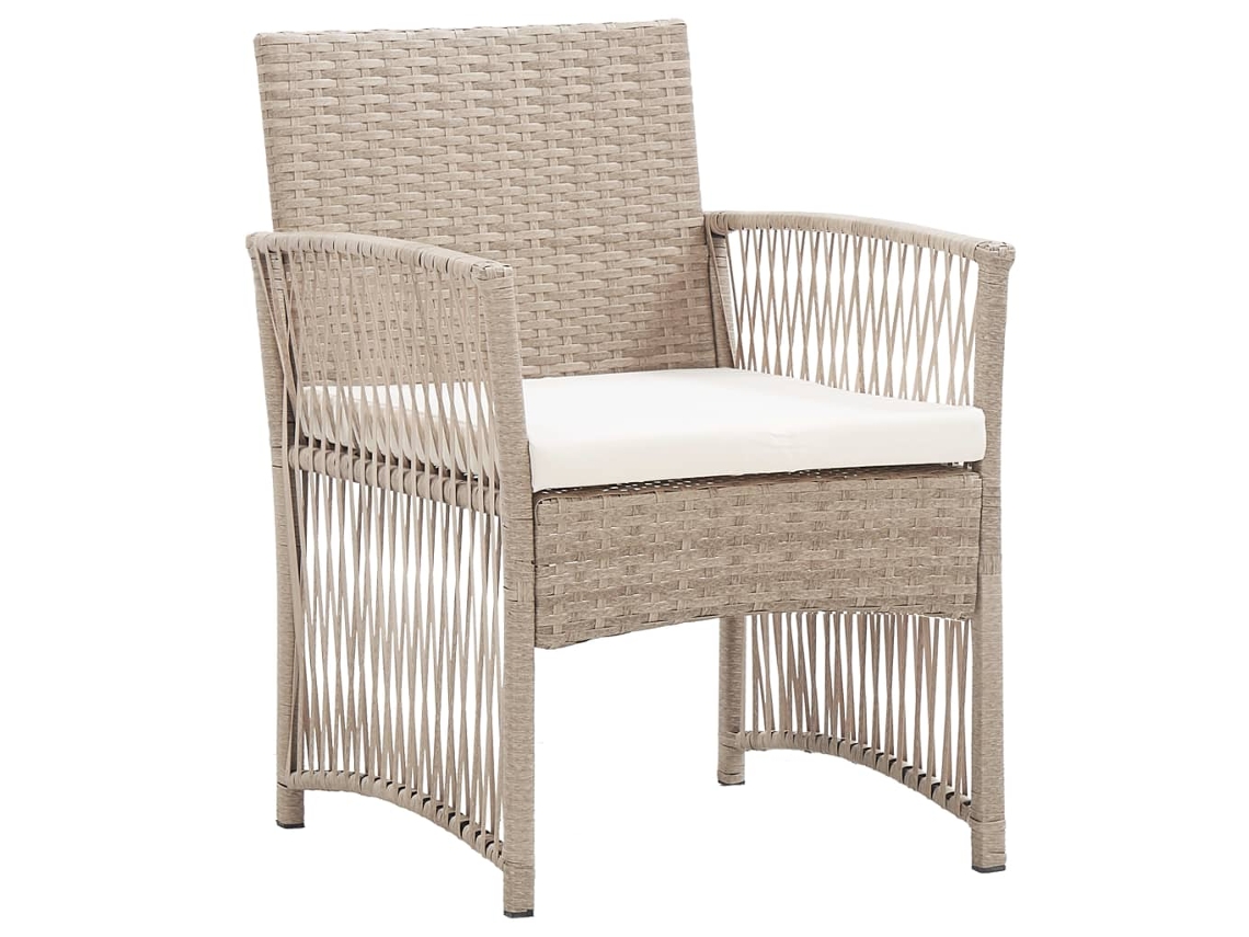 Conjunto 2 Sillón De Jardín VIDAXL Beige Poli Ratán ( 52x56x76 cm)