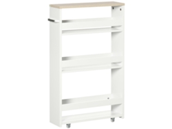 Carrinho Organizador Banheiro 3 Prateleiras Rodízios Espaços Estreitos Branco 50x13x67,5