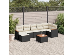 Conjunto de sofá de jardín de 8 piezas con cojines en mimbre sintético negro de DKD Home Decor