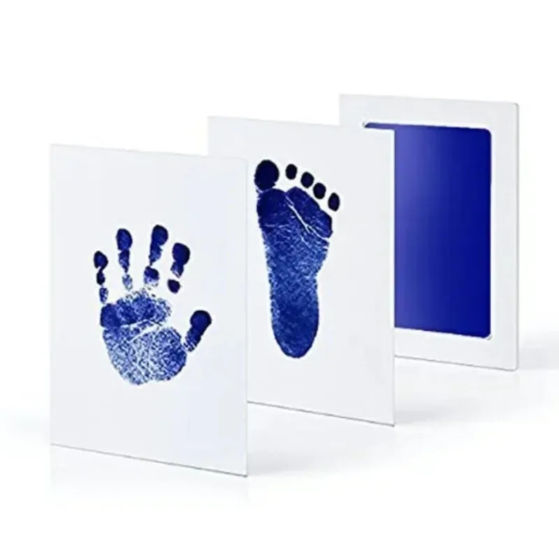 (azul) Kit Para Hacer Huellas De Manos Y Pies De Recién Nacidos, Incluye Almohadilla De Tinta Y Marco, Como Recuerdo.