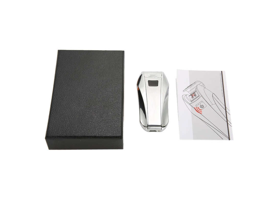 Encendedor De Cigarrillos Usb Recargable A Prueba De Viento Con Sensor De Huellas Dactilares E Indicador De Carga - Plateado